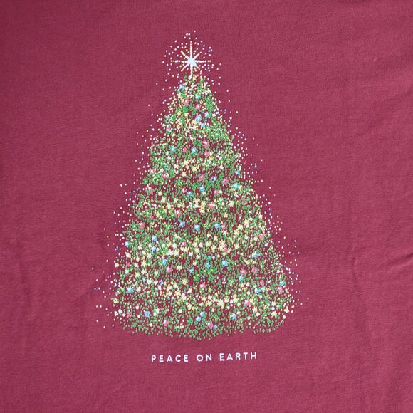 Life Is Good Maroon V-Neck Crusher Holiday Tree Peace on Earth Tee - XXL - Picture 2 of 6